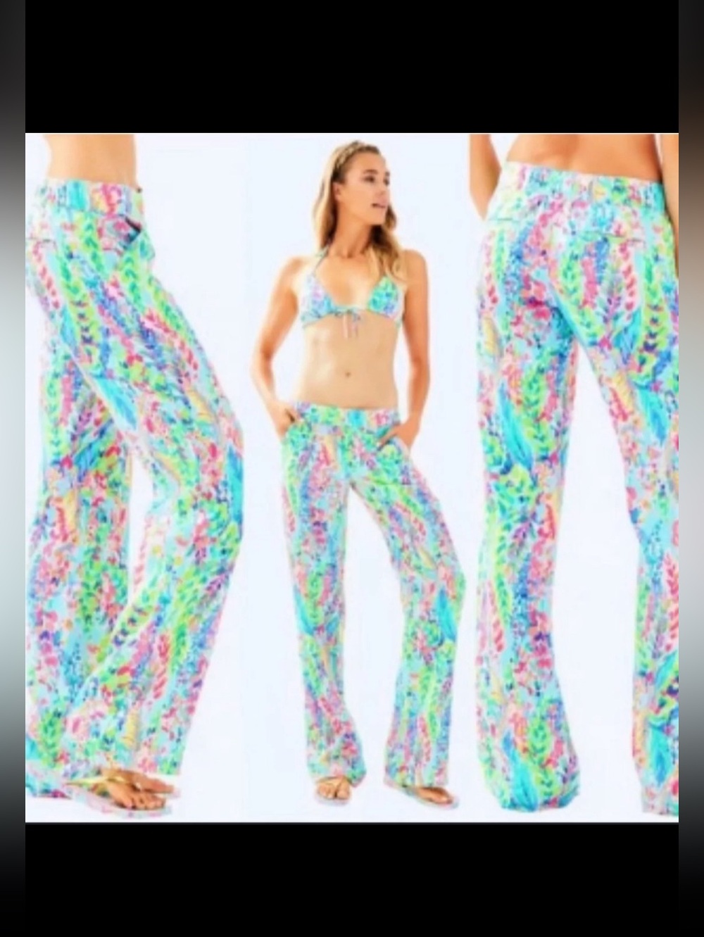 Lilly Pulitzer florita ‘ catch the wave ‘ bright linen pants small holy grail - Picture 10 of 10